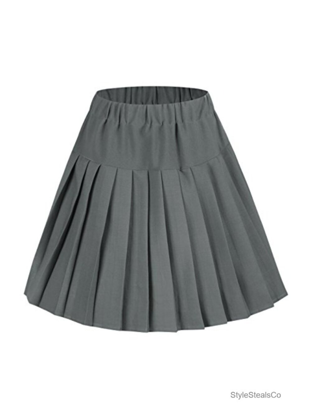 Pleated Skater Mini Skirt High Rise A-Line Elastic Waist